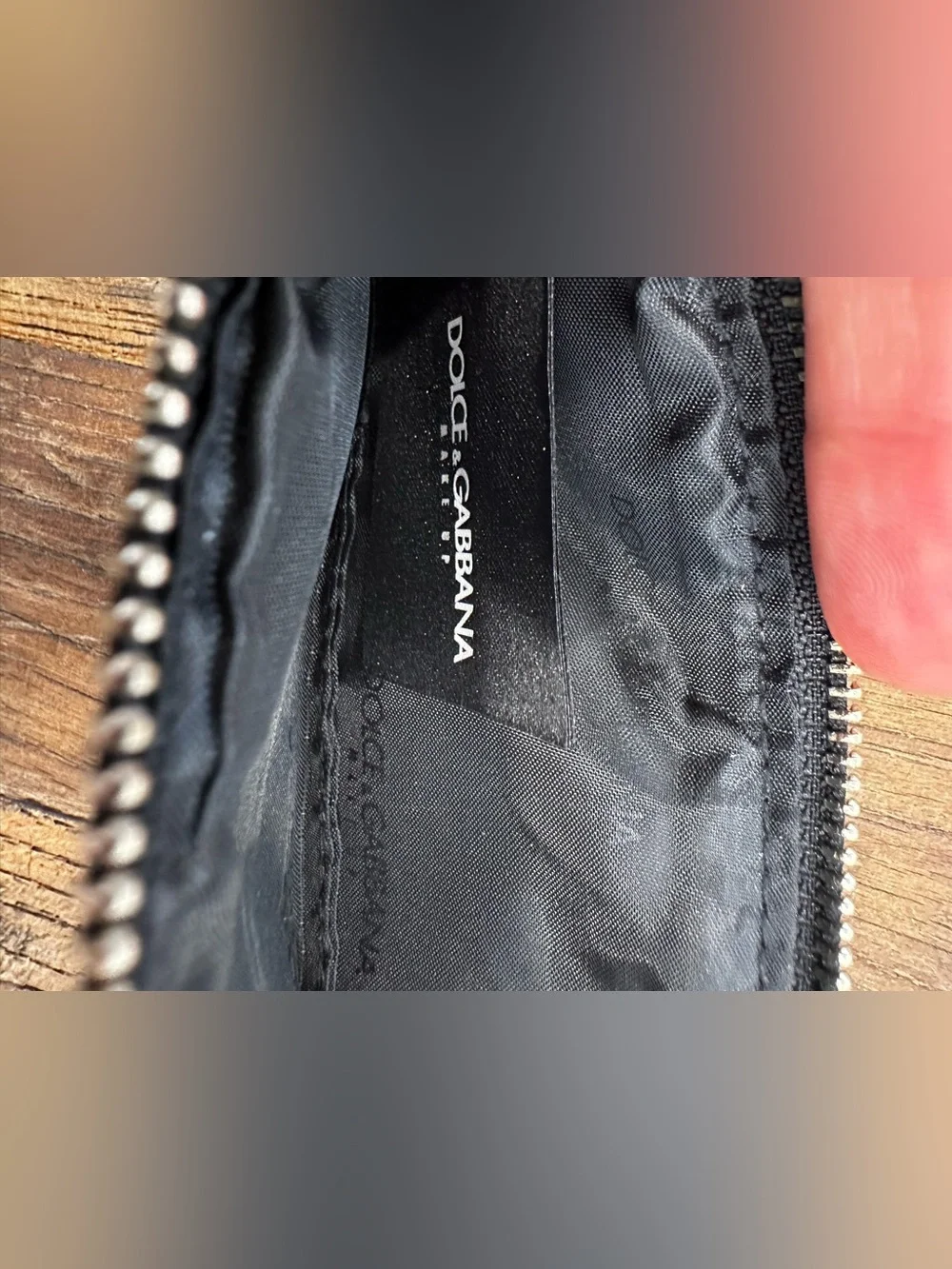 Dolce & Gabbana Black Cosmetic Zip Pouch with Silver Logo Plate